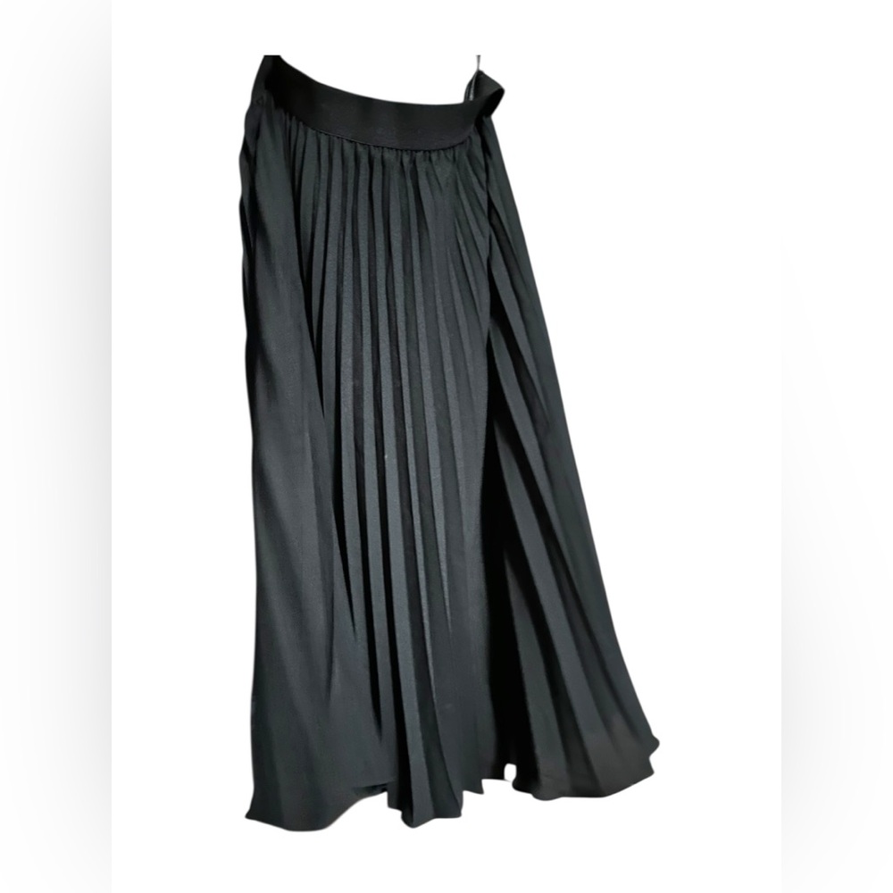 Grace Karin Pleated Black Chiffon Midi Skirt Elastic Waist Swing A-Line size M - Picture 3 of 7